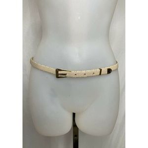 𝅺SMALL Marshal Metal Hong Kong NWOT Vintage beige belt gold hardware scales